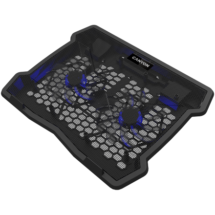 CANYON Cooling stand dual-fan with 2x2.0 USB hub, support up to 10”-15.6” laptop, ABS plastic and iron, Fans dimension:125*125*15mm(2pcs), DC 5V, fan speed: 800-1000RPM, size:340*265*30mm, 435g