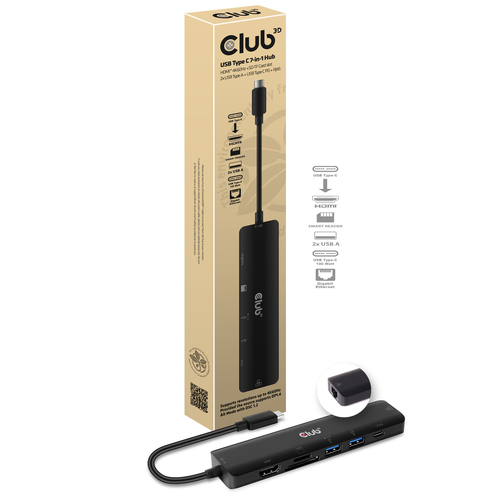 CLUB 3D USB TYPE C 7 IN 1 HUB TO HDMI 4K — pilt 2