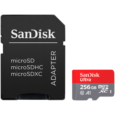 SanDisk Ultra microSDXC 256GB + SD Adapter 150MB/s  A1 Class 10 UHS-I; EAN:619659200565