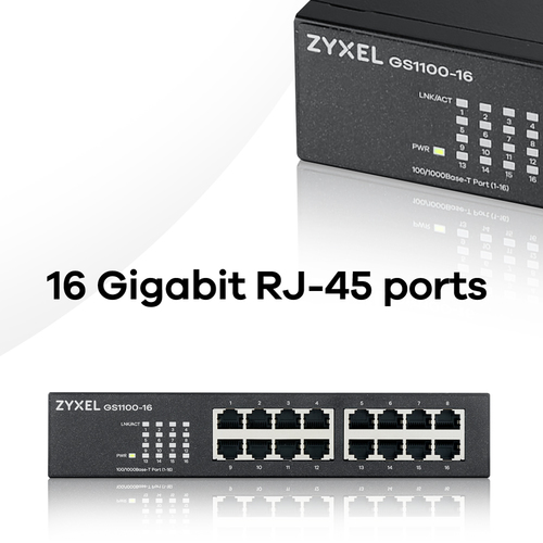 ZYXEL GS1100-16 16 port Gigabit UnmanSwc — pilt 8