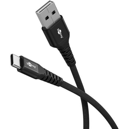 Goobay USB-C to USB-A Supersoft Textile Cable with Metal Plugs 74527