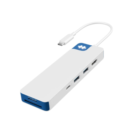 Hyper Hyper HyperDrive Flex 8 Port USB-C Hub, White/Blue HD4102BUGL