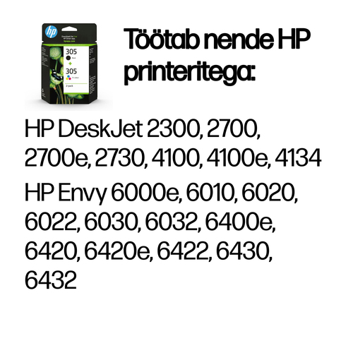 HP 305 2-Pack Tri-color/Black Original — pilt 2