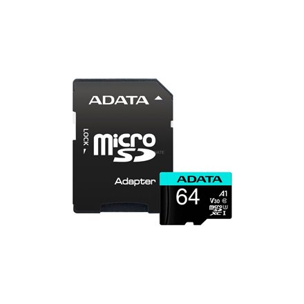 ADATA 64GB Micro SDXC UHS-I U3 V30S + Ad