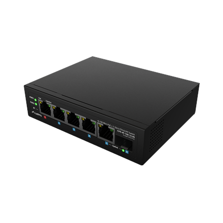 Lanberg Switch PoE 1xBT 3xAT SFP/ETH Din Unmanagment Fast Ethernet ILFE-4P-1GE-1S-90