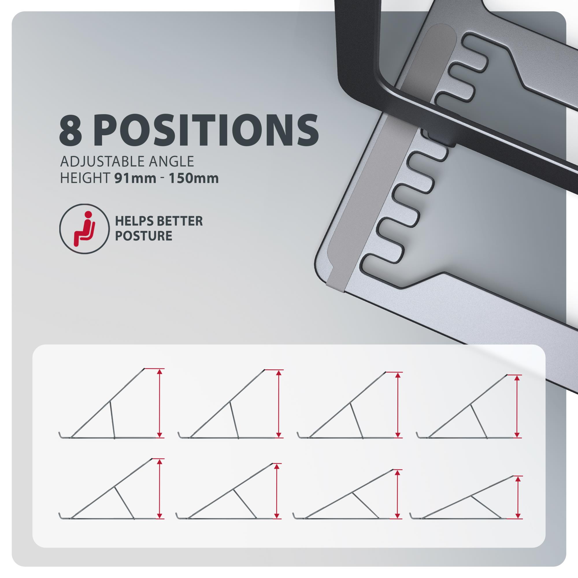 NB ACC STAND 10"-17.3"/ALUMINUM GREY STND-LAG AXAGON — pilt 3
