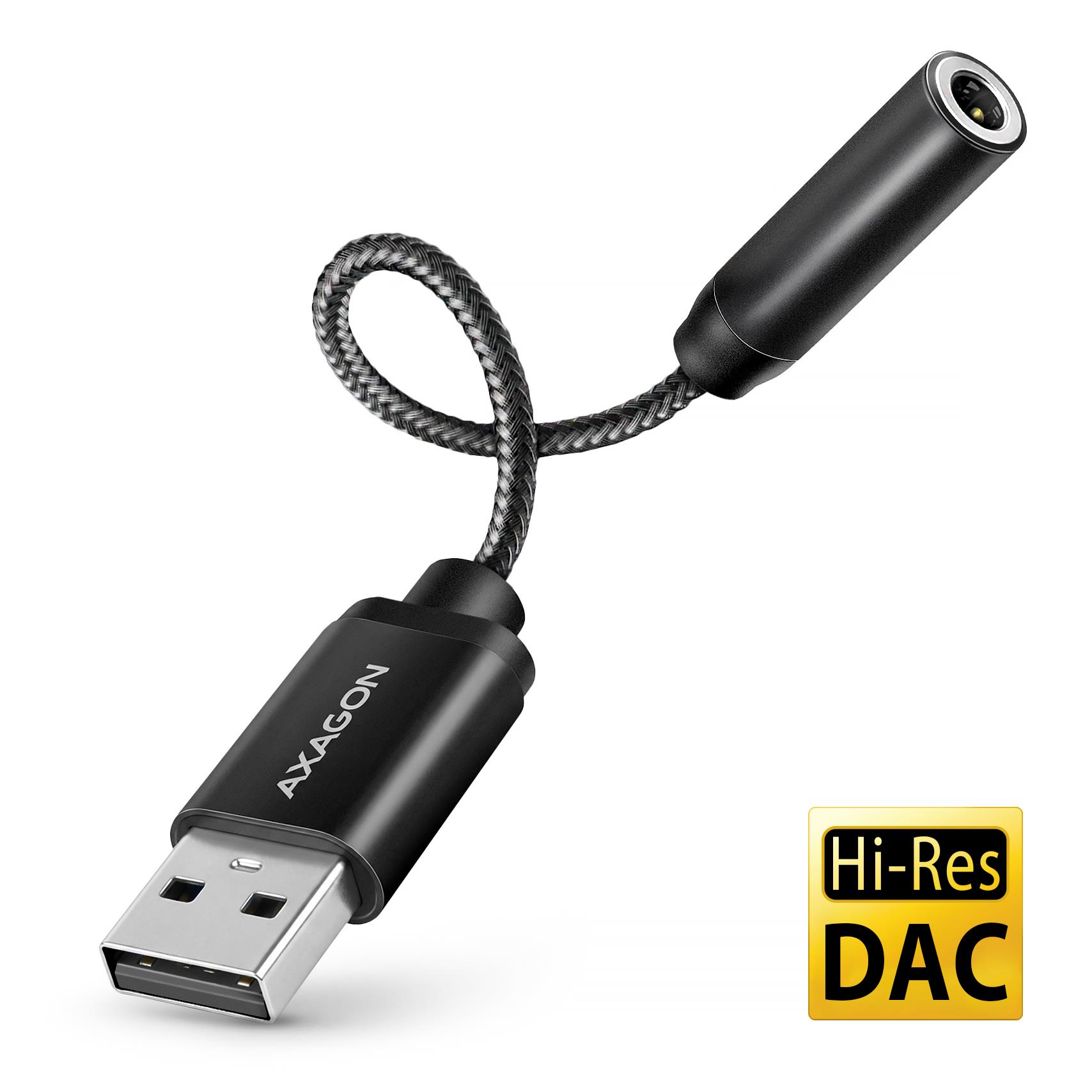 ADA-HA USB-A Hi-Res DAC audio adapter. External USB-A sound card to 3,5 mm jack, 384 kHz 32 bit DAC, stereo