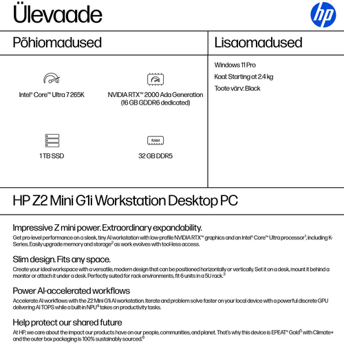 HP Z2 Mini G1i U7 265K 32/1TB (ML) — pilt 3
