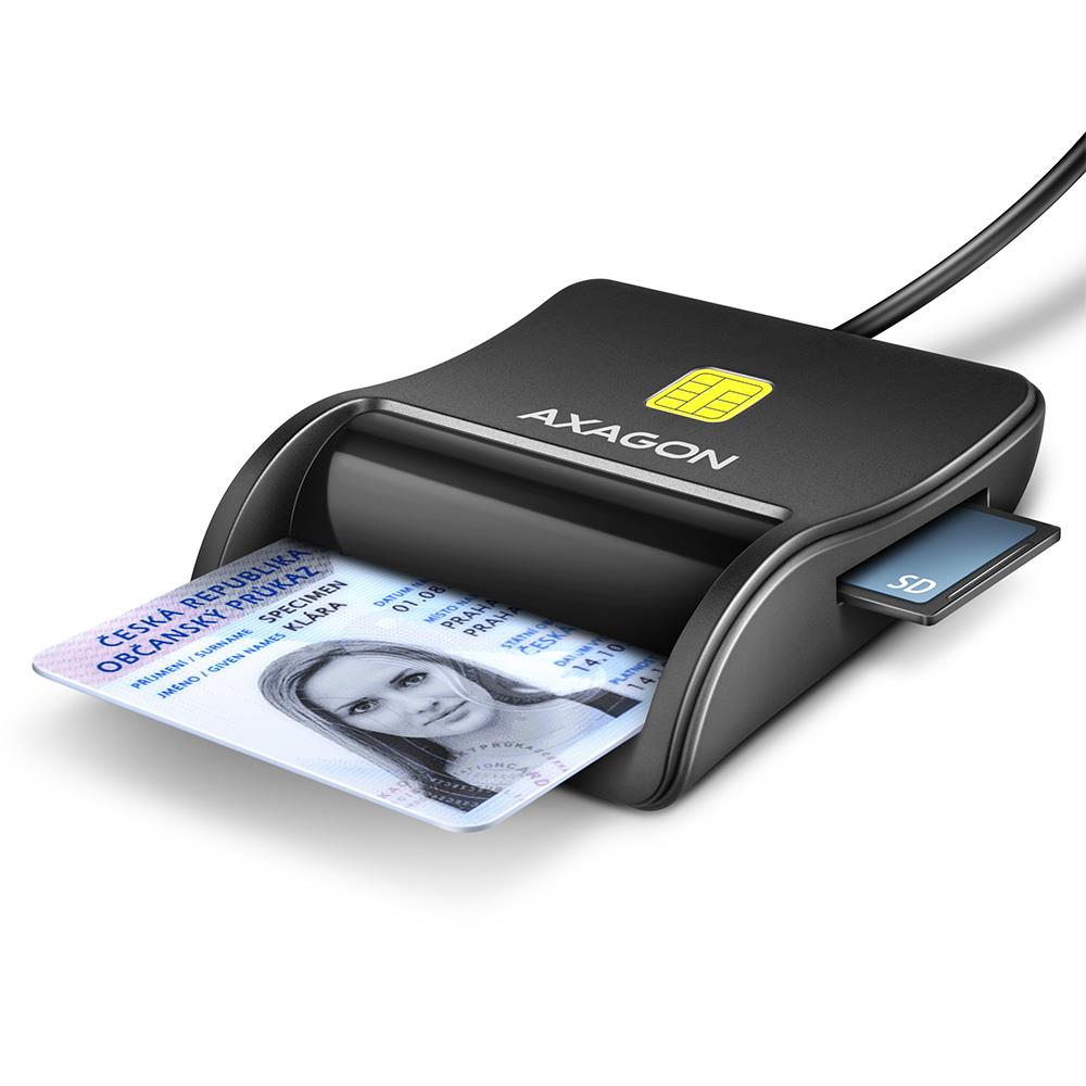 CARD READER FLAT SMARTCARD 4SL/USB2.0 1.3M CRE-SM3SD AXAGON