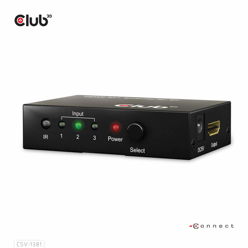 CLUB 3D 3 to 1 HDMI 8K60Hz Switch — pilt 6