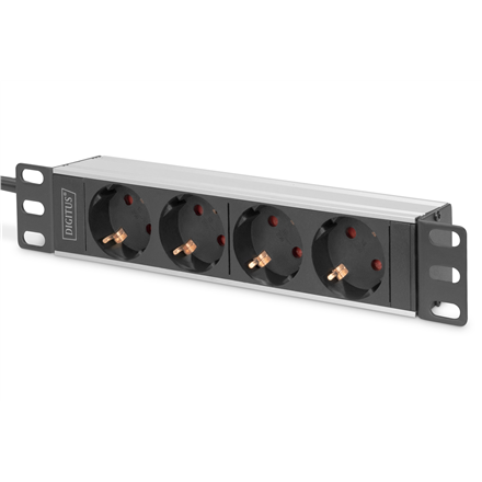 Digitus 10” Socket Strip with Aluminum Profile, 4-way safety sockets DN-95418