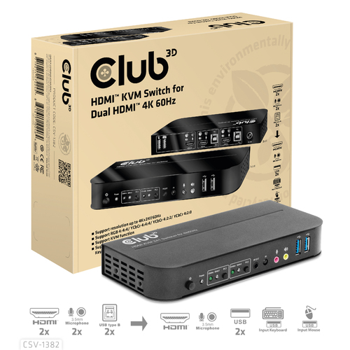 CLUB 3D HDMI KVM SWITCH FOR DUAL HDMI 4K — pilt 5