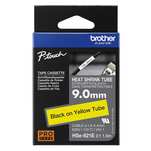 BROTHER Heat Shrink Tube Black on Yellow — pilt 2