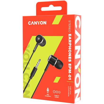 Stereo earphones with microphone, Black