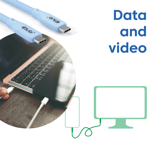 CLUB 3D USB4 type-C cable 4K60Hz 2m Blue — pilt 5