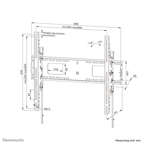 NEOMOUNTS LEVEL-750 Wall Mount XL 100kg — pilt 20