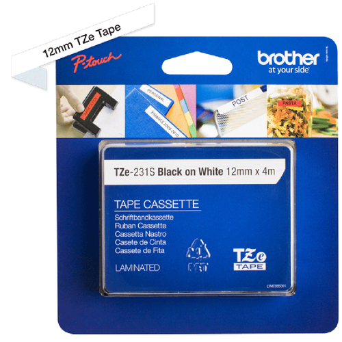 BROTHER TZE231S2 black/white 12mm 4m — pilt 3