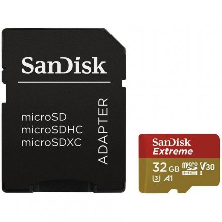 SANDISK Extreme microSDHC 32GB + SD Adapter + RescuePRO Deluxe 100MB/s A1 C10 V30 UHS-I U3