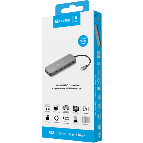 SANDBERG USB-C 13-in-1 Travel Dock — pilt 5