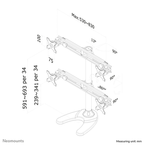 NEOMOUNTS FPMA-D700DD4 Desk Mount 19-30i — pilt 6