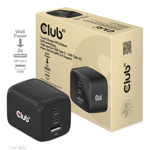 CLUB 3D Travel Charger 65W GAN Tech — pilt 6