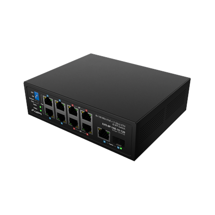 Lanberg Switch PoE 4xBT 4xAT SFP/ETH Din Unmanagment Fast Ethernet ILFE-8P-1GE-1S-120