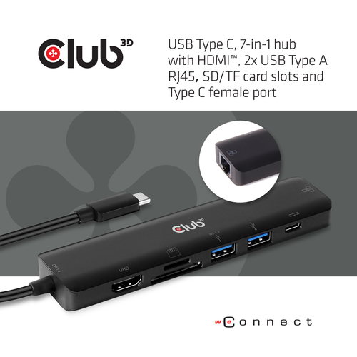 CLUB 3D USB TYPE C 7 IN 1 HUB TO HDMI 4K — pilt 3