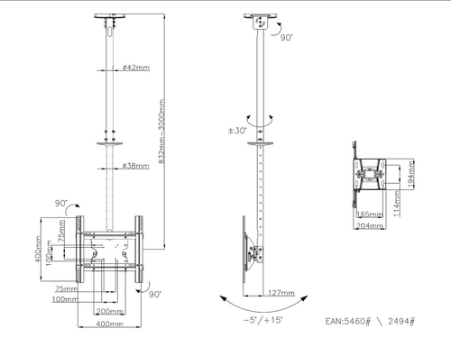 MB PUBLIC CEILINGMOUNT MEDIUM SINGLE TUV — pilt 12