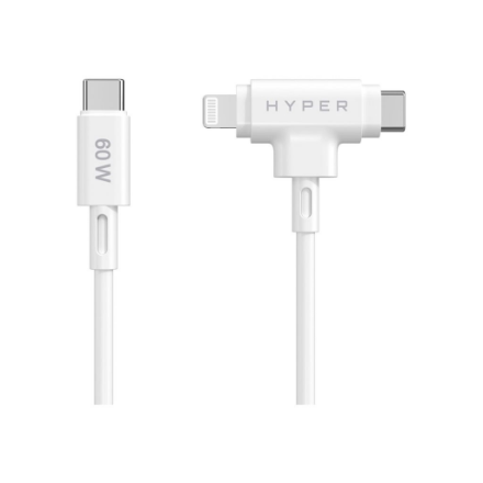 Hyper | HyperJuice Silicone USB-C to USB-C and Lightning Hybrid 60W Cable