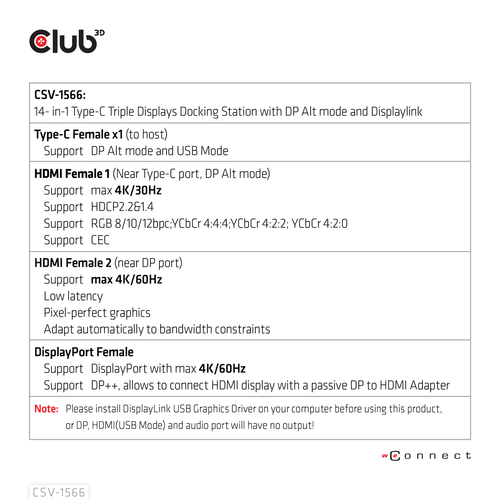 CLUB 3D CLUB 3D USB C GEN 2 DOCK — pilt 13