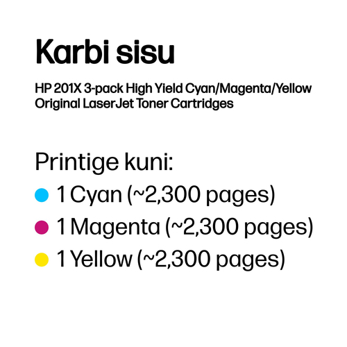 HP 201X LaserJet Toner Cartridges CMY 3p — pilt 3