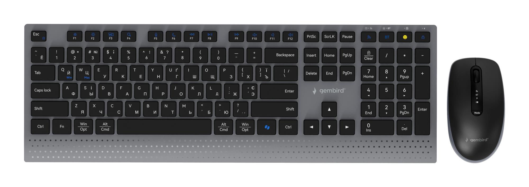KEYBOARD +MOUSE WRL CYRILLIC/BK KBS-WPS-02-CYRL GEMBIRD