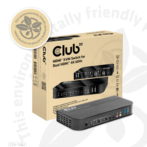 CLUB 3D HDMI KVM SWITCH FOR DUAL HDMI 4K — pilt 14
