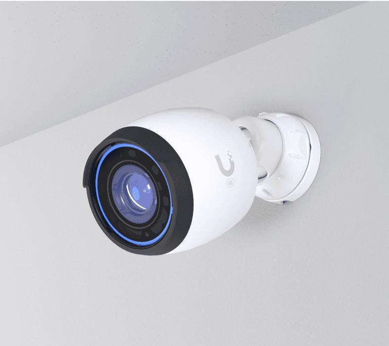 UBIQUITI G5 Pro; 4K (8MP) video resolution; 3x optical zoom; 25 m (82 ft) IR night vision; AI event detections; Record audio with an integrated microphone; Connect and power using PoE; Weatherproof (outdoor exposed).