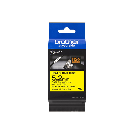 BROTHER Heat Shrink Tube Black on Yellow