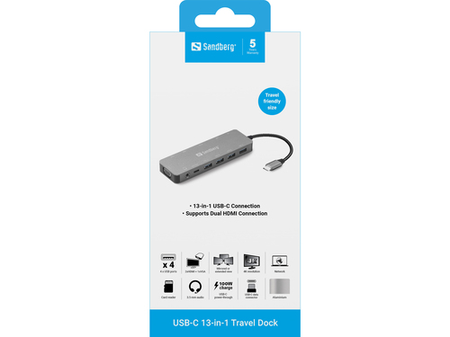SANDBERG USB-C 13-in-1 Travel Dock — pilt 4