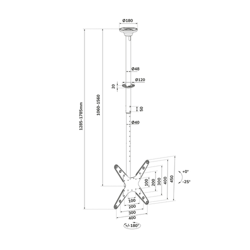 Neomounts Neomounts Ceiling mount FPMA-C340BLACK — pilt 15