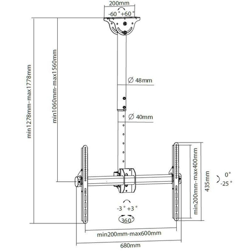 TECHLY 309357 Techly Ceiling mount for T — pilt 3