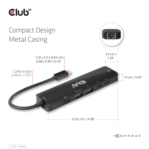 CLUB 3D USB GEN1 TYPE-C 6-IN-1 HUB — pilt 10