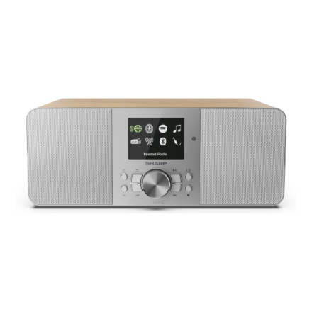 Sharp DR-I740(GY) Lisbon Stereo Smart Radio (Internet / DAB+ / FM), Grey & Oak | Sharp