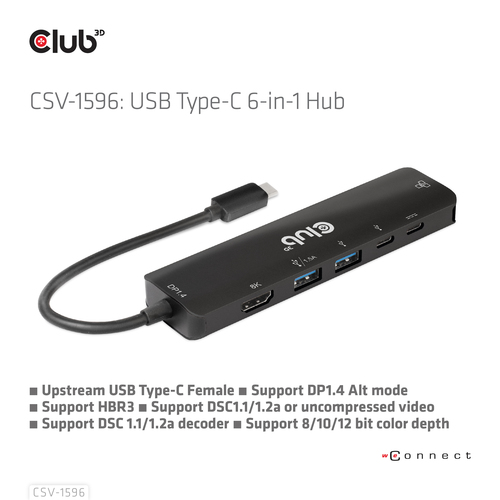 CLUB 3D USB GEN1 TYPE-C 6-IN-1 HUB — pilt 13