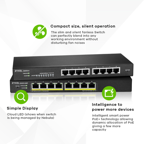 ZYXEL GS1915-8EP 8-port GbE Smart Switch — pilt 2