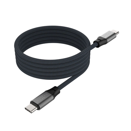 Fixed Magnetic Braided Cable USB-C/USB-C, USB 2.0, Gray FIXDBM-CC12-GR