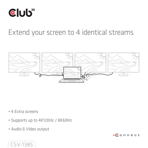 CLUB 3D 1 to 4 HDMI Splitter 4K120Hz — pilt 5