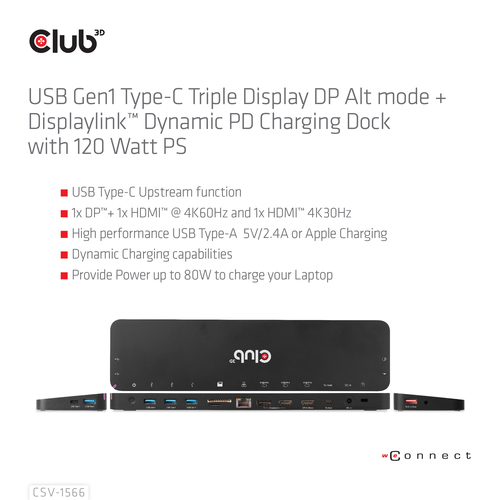 CLUB 3D CLUB 3D USB C GEN 2 DOCK — pilt 9