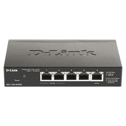 D-Link 5-Port Gigabit PoE Smart Managed Switch and PoE Extender DGS-1100-05PDV2