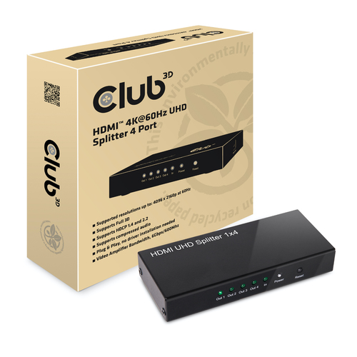 CLUB 3D HDMI 2.0 UHD Splitter 4 Ports — pilt 2