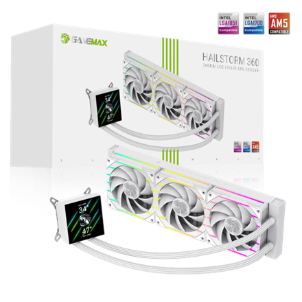 Gamemax Gamemax CPU Liquid Cooler HAILSTORM 360 LCD WH