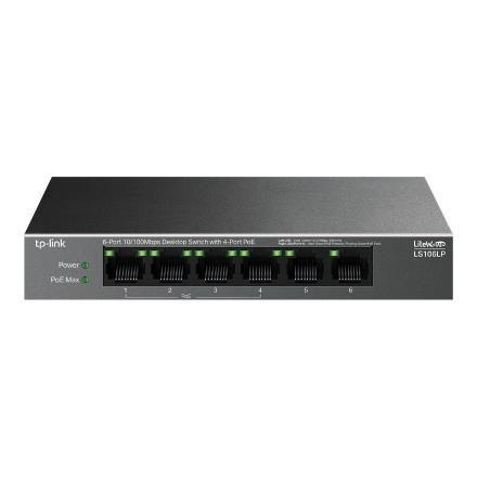 TP-LINK 6-Port 10/100 Mbps Desktop Switch with 4-Port PoE LS106LP