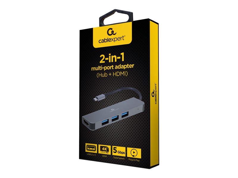 Cablexpert USB Type-C 2-in-1 multi-port adapter (Hub + HDMI) A-CM-COMBO2-01 — pilt 2